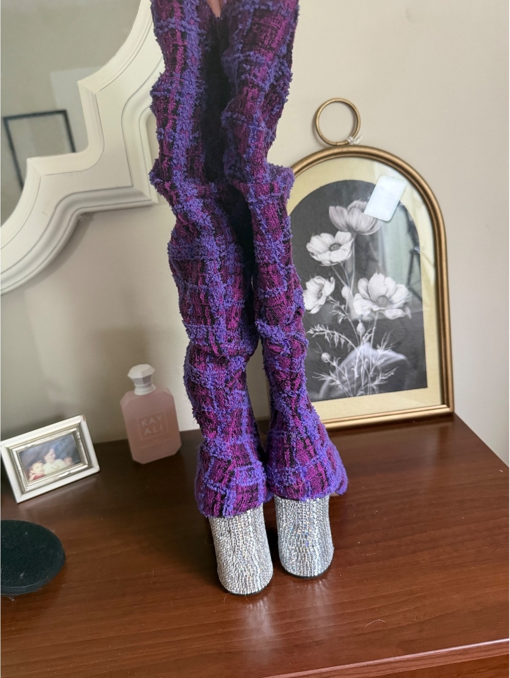 Betsey Johnson Purple Plaid Boots | Size 8 - Picture 3 of 7